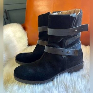 Alberto Fermani Black Suede Moto Boots